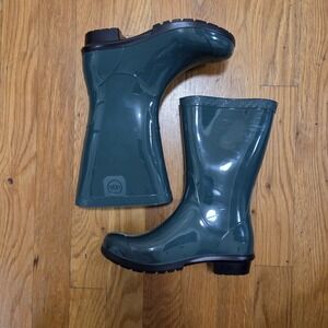 UGG K Raana Rain Boots Waterproof Rubber Youth‎ Kids Boy/Girl Sz 13 Pine Green